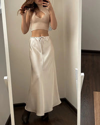 Satin A-Line Maxi Skirt