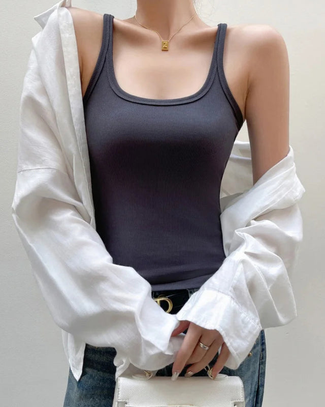 Ribbed Stretch Sleeveless Essential Camisole