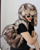Leopard Faux Fur Baguette Shoulder Bag