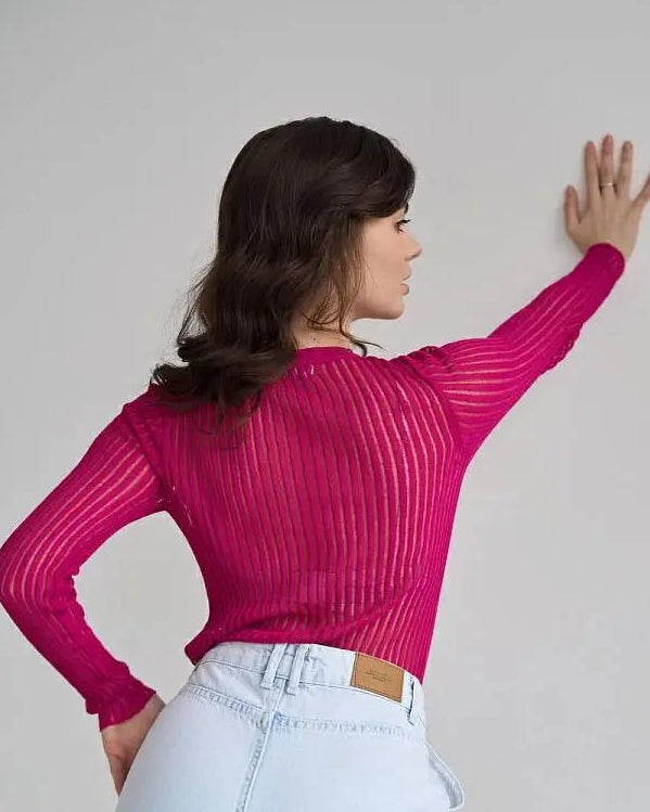 Slim See-Through Pullover Top
