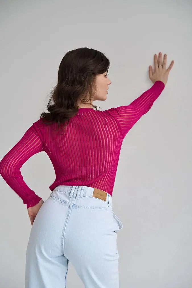Slim See-Through Pullover Top