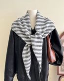 Wool-Blend Striped Knit Triangle Scarf