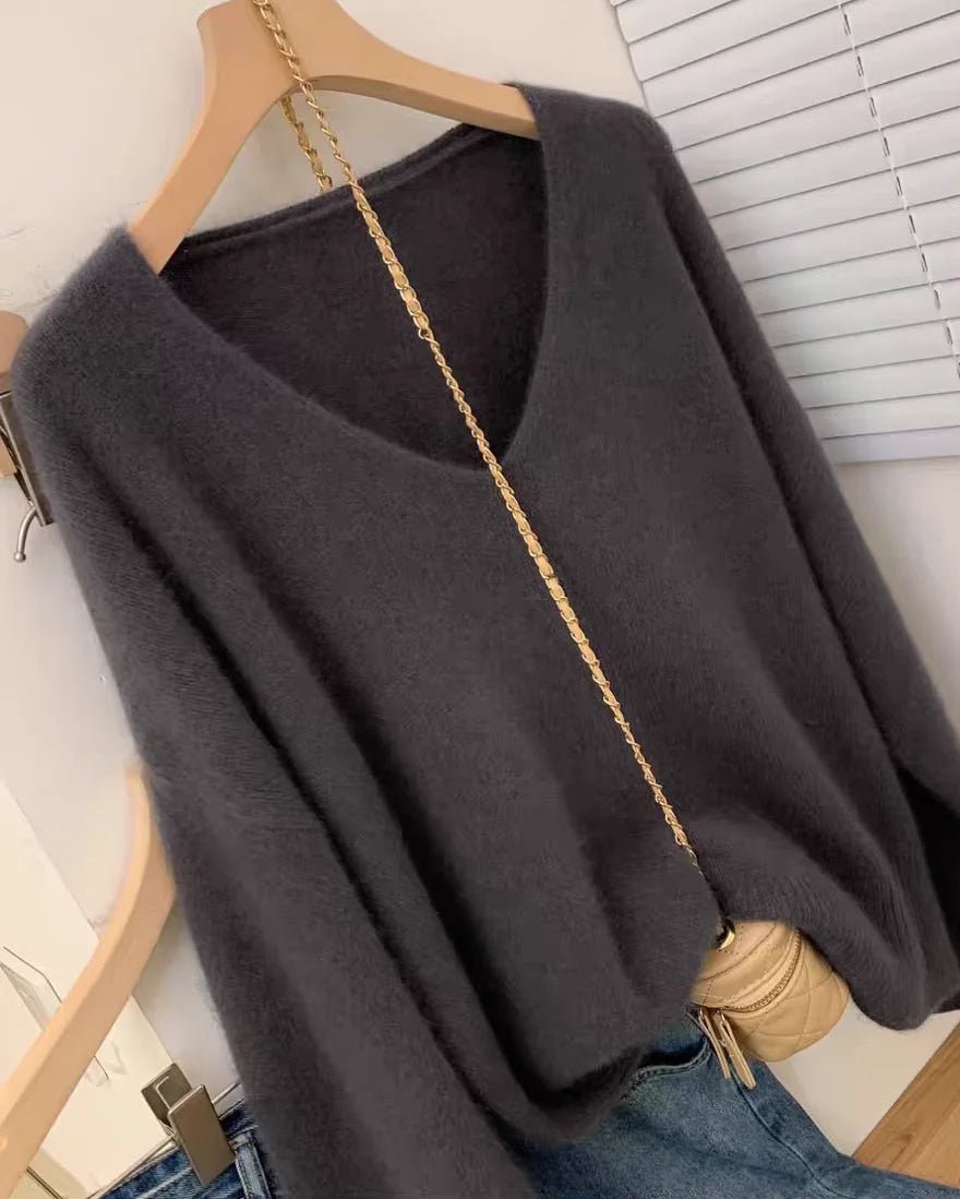 Batik Cashmere V-Neck Loose Sweater