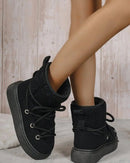 Lace-Up Flannel Mid-Calf Snow Boots