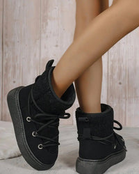 Lace-Up Flannel Mid-Calf Snow Boots