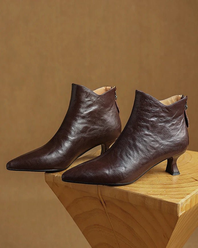 Retro Pointed-Toe Fashion Chunky Heel Ankle Boots