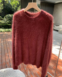 Cashmere Fluffy Round-Neck Pullover