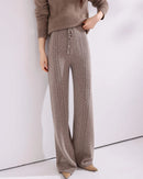 Cable-Knit Wool Wide-Leg Pants