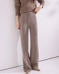 Cable-Knit Wool Wide-Leg Pants