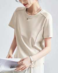 Knitted Mercerized Cotton Crew-Neck T-Shirt