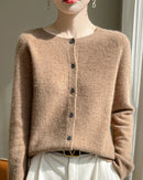 Merino Wool O-Neck Button Cardigan