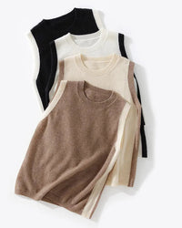 Cashmere Side-Patchwork Sleeveless Knit Vest