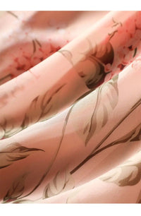 Floral Print Chiffon Bow Neck Long Sleeve Dress