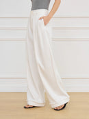 Pleated Design High Waist Wide Leg Pants