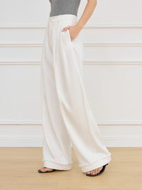 Pleated Design High Waist Wide Leg Pants