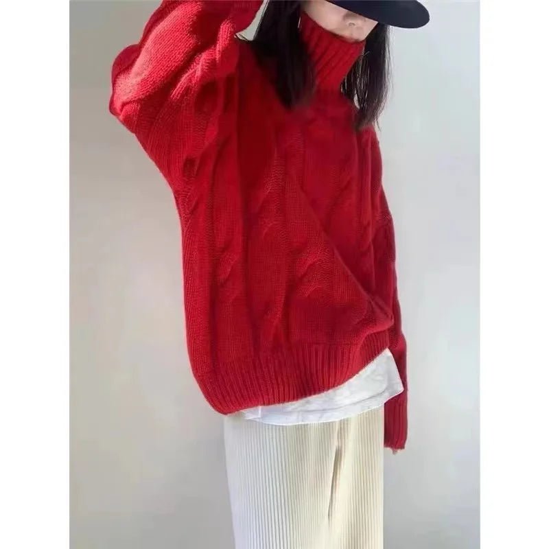 Criss-Cross High Neck Pure Wool Sweater