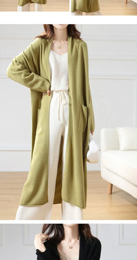 Open Front 100% Merino Wool Long Cardigan