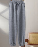 Merino Wool Drawstring Pencil Trousers