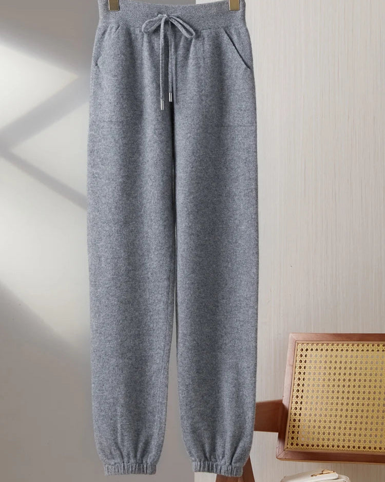 Merino Wool Drawstring Pencil Trousers