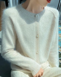 Soft Mink Cashmere O-Neck Cardigan