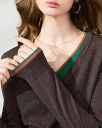 Slim-Fit Double-Layer Wool Blend V-Neck Sweater
