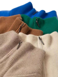 Gentle Herd Lapel Zipper Cashmere Pullover
