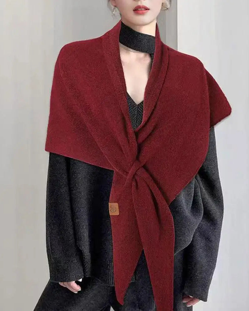 Wool Blend Oversized Triangle Wrap Shawl