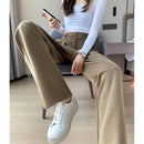 High Waist Straight Leg Woolen Trousers