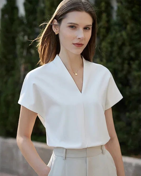 Classic Style Casual V-neck Tops & Tees