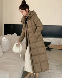 Long Hooded Quilted Puffer Coat