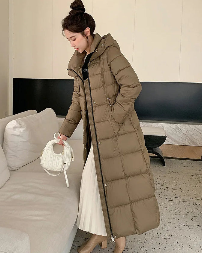 Long Hooded Quilted Puffer Coat