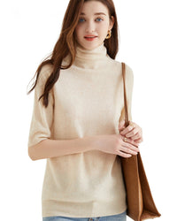 Merino Wool Half-Sleeve Turtleneck