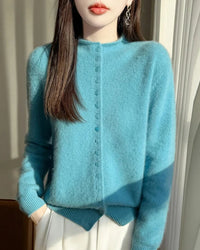 Mock Neck Merino Wool Cardigan