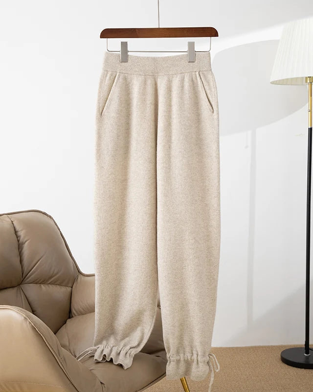 Merino Wool Cuffed Knit Pants