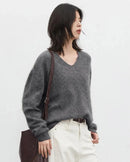 Wool Cashmere V-Neck Pullover