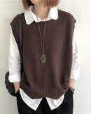Loose-Knit Cotton Crew-Neck Vest