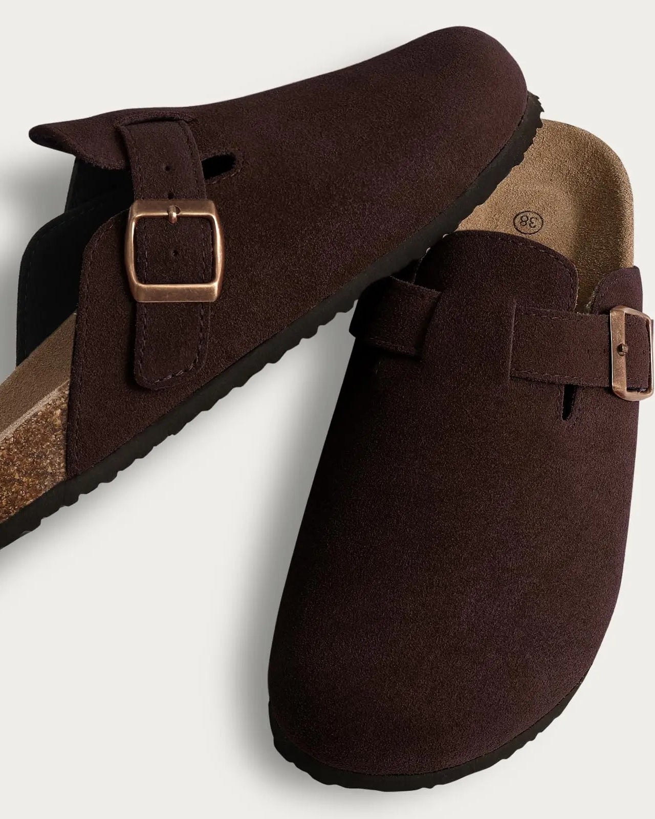 Suede Platform Cork Insole Slippers