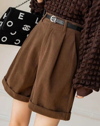 Textured High-Rise Casual Shorts