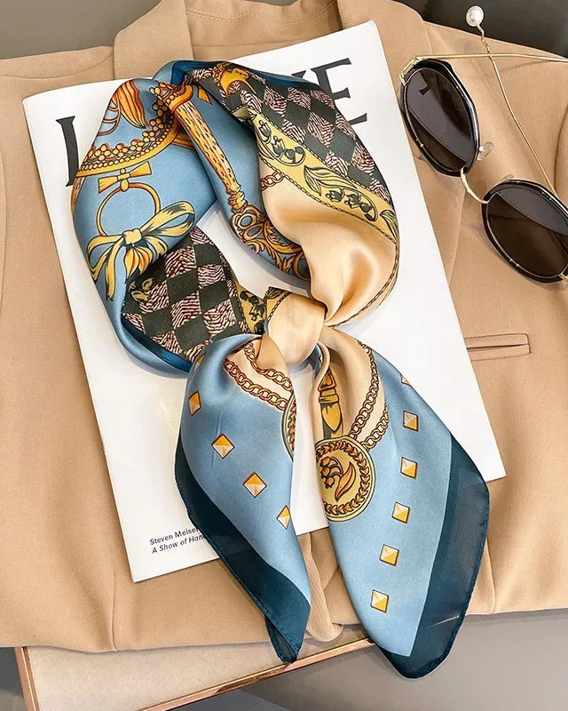 Satin Finish Floral Square Scarf