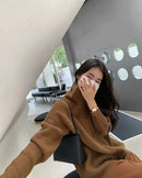 Stand Collar Zipper Cashmere Knit Cardigan