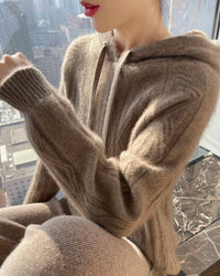 Stylish Wool Knitted Hooded Sweatshirt