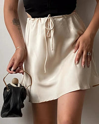High-Waisted Satin A-Line Mini Skirt