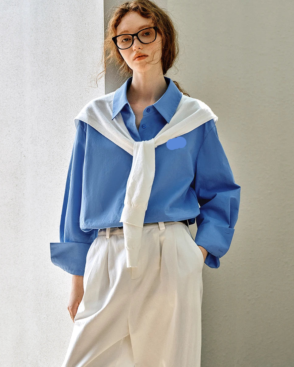 Casual And Versatile Pure Cotton Long-Sleeved Shirt