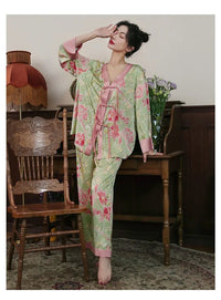 Chinese Style Button Satin Shirt & Trousers Pajama Set