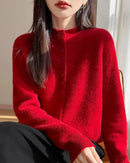 Mock Neck Merino Wool Cardigan
