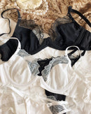 Ultra-Thin Sexy Satin Lace Patchwork Bra Set