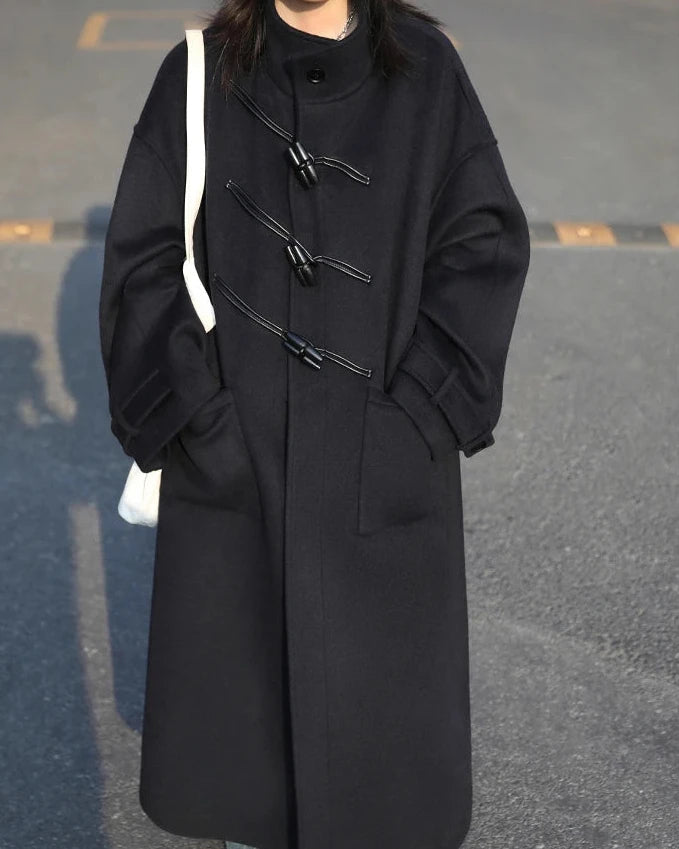 Horn Button Wool Blend Coat