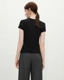 Straight-Cut Slim-Fit Crew Neck Short-Sleeved T-Shirt