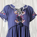 Embroidery V-Neck Tassel Bohemian Maxi Dress