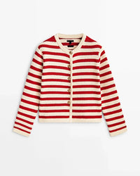 New Slim-Fit Button-Down Classic Striped Cardigan